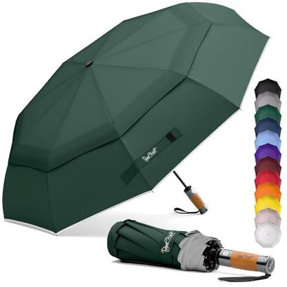 Royal Walk Compact Travel Umbrella for Rain, Windproof, Small & Portable - color: Dark Green
