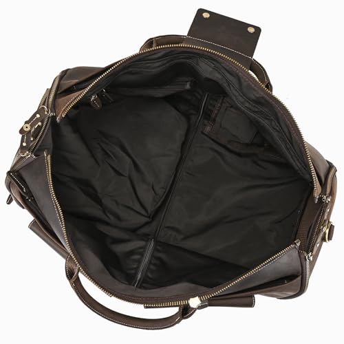 Leather Garment Bag for Men, Convertible Carry on Garment Duffel Bag for Travel Weekender Bag 2 in 1 Hanging Suitcase Suit Bag - color: Dark Brown