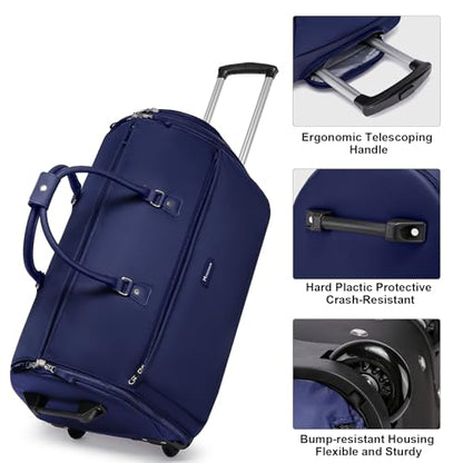 Modoker 3-in-1 Rolling Garment Duffle Bag with Wheels, 25in Blue - color: 25in-Blue