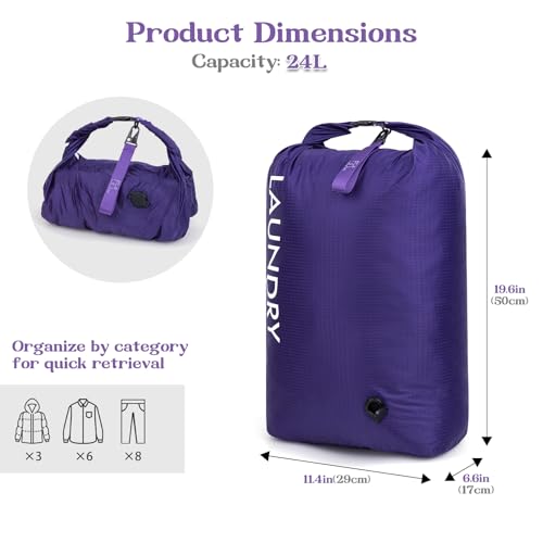 Travel Laundry Bag, Vacuum Compression Dirty Clothes Travel Bag - color: Purple, size: Medium