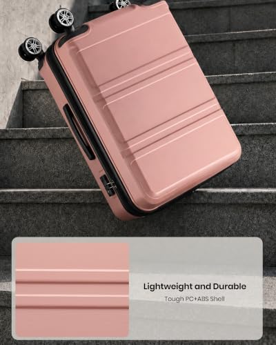 Kono 28 Inch Luggage Expandable Suitcase with Spinner Wheels TSA Lock - color: Nude/Rose Pink, size: 28-inch Large-checked