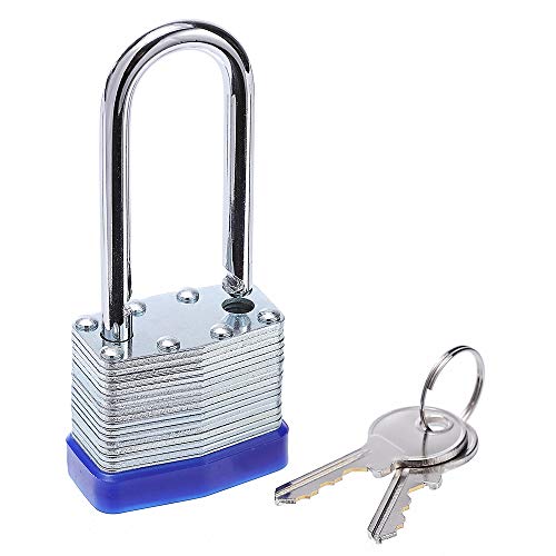 Laminated Steel Key Lock, 1-9/16 in. Wide Body, 2 Padlocks Keyed Alike,Long Shackle - color: 1-9/16 in. 2 Pack Long