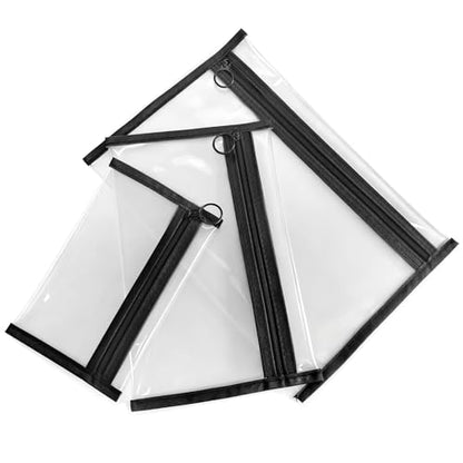 Clear Makeup Bag 3 Pack, PVC Toiletry Bag, Zipper, Travel Cosmetic Pouch
