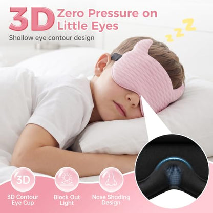 Kids Sleep Mask, Contoured 3D Sleep Mask for Kids, Girls Boys Ages 5-15 - color: Pink