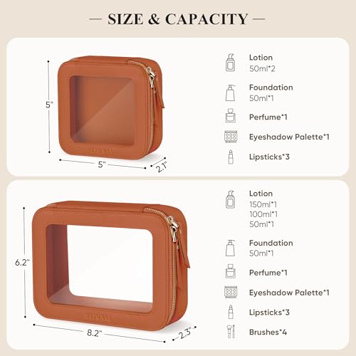 Small Clear Makeup Bag for Purse, Travel Cosmetic Case, Brown, Mini - color: Brown, size: Mini
