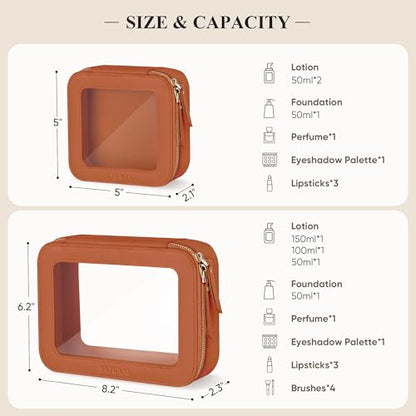 Small Clear Makeup Bag for Purse, Travel Cosmetic Case, Brown, Mini - color: Brown, size: Mini