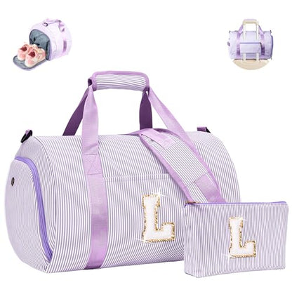 청소년, 여아용 여행용 더플 백, 오버나이트 더플백, 퍼플., L - color: 퍼플., style: L