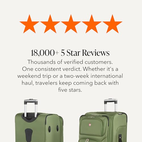 SwissGear Sion Softside Expandable Spinner Luggage Durable Lightweight Travel Suitcase, Evergreen, Checked-Medium - color: Evergreen, size: Checked-Medium