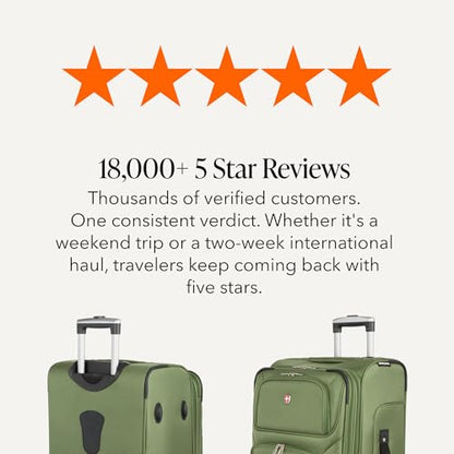 SwissGear Sion Softside Expandable Spinner Luggage Durable Lightweight Travel Suitcase, Evergreen, Checked-Medium - color: Evergreen, size: Checked-Medium