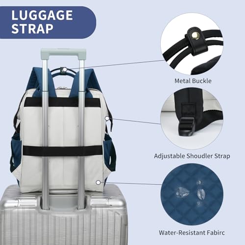 EMPSIGN 17 Inch Laptop Backpack for Women, Beige-Haze Blue - color: Beige/Haze Blue