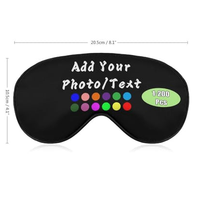 Custom Eye Mask for Men Women Personalized Sleep Mask Add Your Photo Text Logo Adjustable Strap Eyeshade for Sleeping Travel Work, Black - color: Black