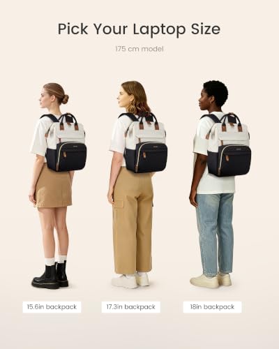 LOVEVOOK Laptop Backpack Women Quilted Teacher Nurse Work Backpack Purse - color: Cream Black, size: 18 inch-Cup