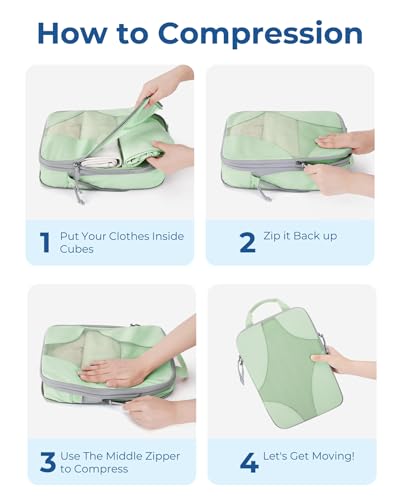 Bagsmart Compression Packing Cubes, Travel Bag Cruise Ship Essentials - color: Fruit Green