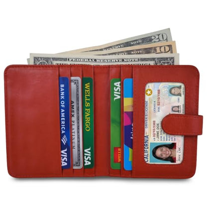 ili New York Bi-Fold Credit Card Wallet for Men & Women - Red - color: Red
