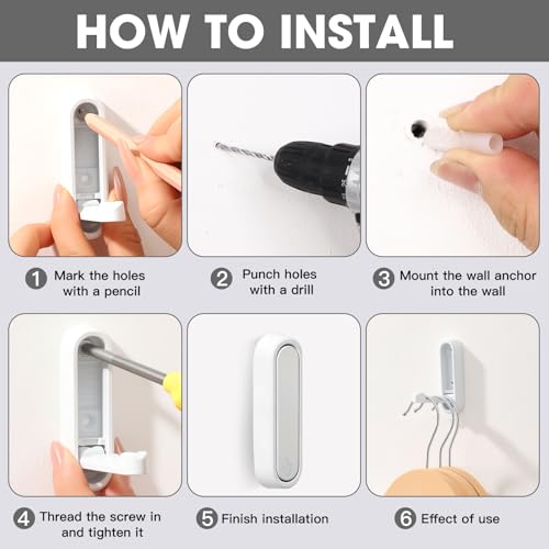 Dntorx Folding Wall Hooks, 2 Pack, White, Zinc Alloy, Heavy Duty Coat Hooks - color: White, size: 2 Pcs
