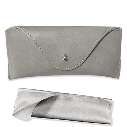 LogHog Portable Leather Glasses Case,Flexible Sunglasses Pouch Slim Case for Women Men Horizontal Eyeglass Case - color: Gray