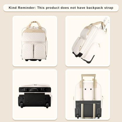 Arcoyard Underseat Carry On Luggage with Wheels, 17.3" Personal Item Bag - color: Beige
