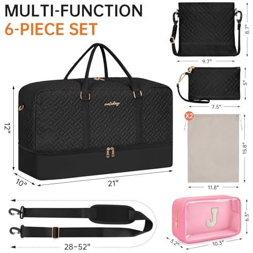21" Weekender Bag Overnight Bag Travel Duffel Bag for Women - size: With J Makeup Bag