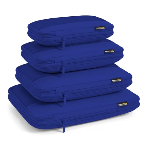 4 Piece Compression Packing Cubes for 3–7 Day Travel, Space Saving Travel Organizers with Breathable Mesh, Double-Zipper Packing Cubes for Carry-On & Suitcases (Blue) - color: Blue, size: 4 Pack