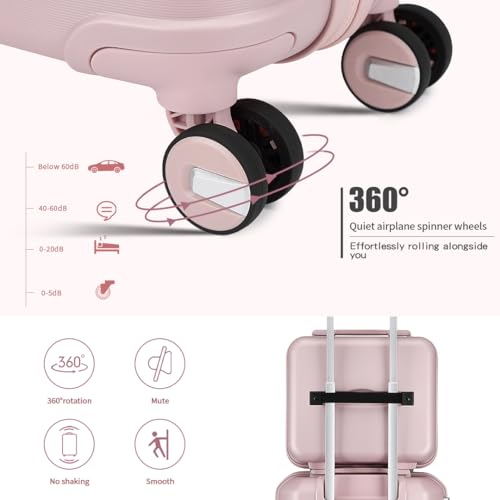 Somago Luggage Sets and Packing Cube Travel Set Lightweight Hardside Polypropylene Suitcases with Double Spinner Wheels and TSA Lock,Nude Pink - color: Nude Pink, size: 5-Piece Set (14/20/24/28/Packing Cube)