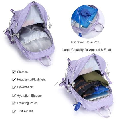 Eslcorri 22L Light Hiking Backpack Daypack with Trekking Pole Holder - Pink - color: 23l-pink