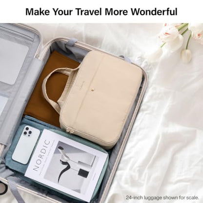 Hanke Hanging Travel Toiletry Bag with Jewelry Organizer, Apricot - color: Apricot