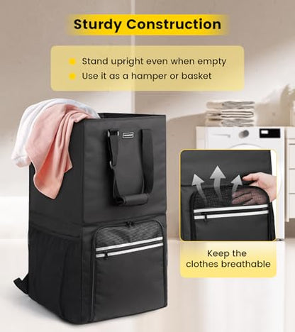 Vorspack Laundry Backpack Bag with Shoulder Straps, XX-Large Hamper, Black - color: Black, size: X-Large