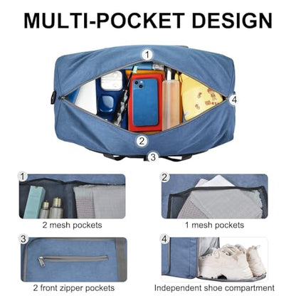 Felipe Varela Foldable Duffle Bag for Travel Weekend Overnight Gym Camping - color: D Blue, size: 65L