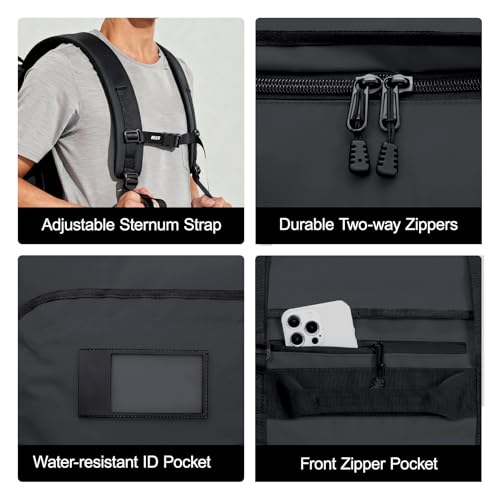 MIER 40L/60L/90L Water Resistant Backpack Duffel, Heavy Duty Duffle Bags - color: Black, size: 60l