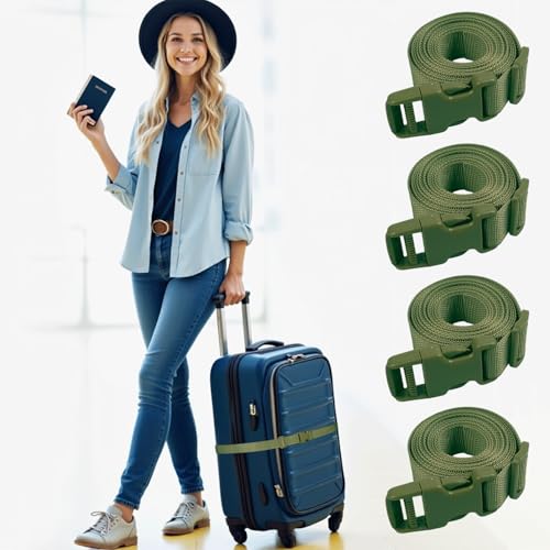 XTACER 1 Inch Molle Backpack Accessory Strap Luggage Straps Cover Strap Sleeping Bag Strap with Buckle (Green, 60) - color: GREEN, size: 60 Inches