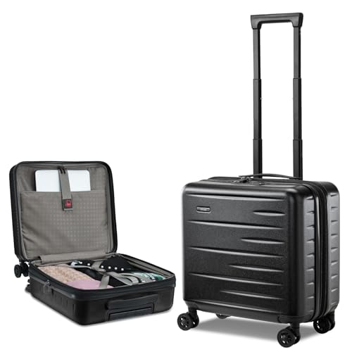 CENSIEN Expandable 16 Inch Carry On Luggage Airline Approved Small Suitcase - color: Black, size: 16 Inch EXT