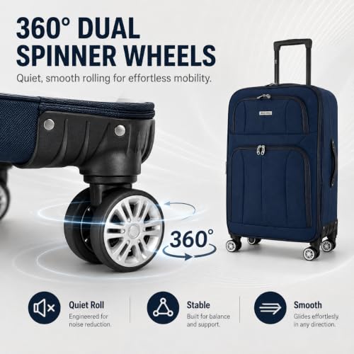 Mirage Grace 4 Piece Expandable Softside Luggage Set, Navy - color: Navy