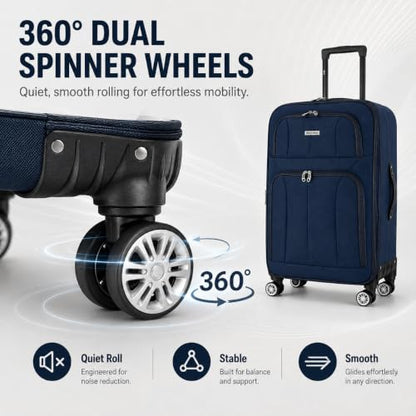 Mirage Grace 4 Piece Expandable Softside Luggage Set, Navy - color: Navy