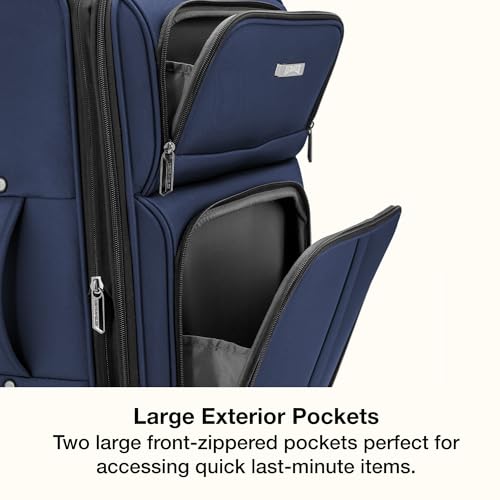 U.S. Traveler Anzio Softside Expandable Luggage with Spinner Wheels, Navy, 22-Inch Carry-on - color: Navy, size: 22-Inch Carry-on