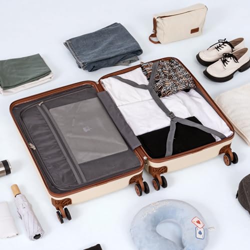 Cosbarn Carry On Luggage,3 Piece Suitcase Set,22x14x9 Airline Approved - color: Dark Blue, style: Carry on Luggage With Backpack