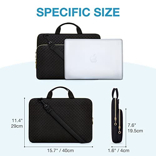 BAGSMART Laptop Sleeve Case with Handle Protective Water-Resistant - color: Coffee brown-Shoulder Strap, size: 15.6 Inch