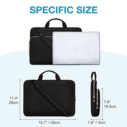 BAGSMART Laptop Sleeve Case with Handle Protective Water-Resistant - color: Black-Shoulder Strap, size: 15.6 Inch