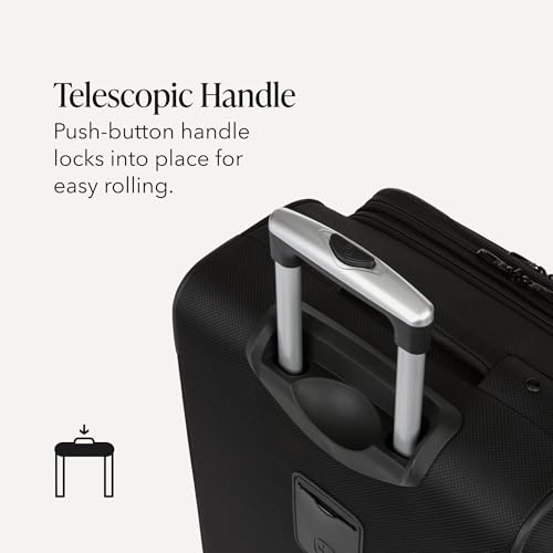 SwissGear Sion Softside Expandable Spinner Luggage Durable Lightweight Travel Suitcase, Black, Checked-Medium - color: Black, size: Checked-Medium