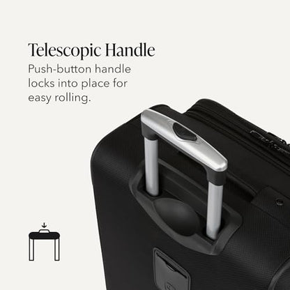 SwissGear Sion Softside Expandable Spinner Luggage Durable Lightweight Travel Suitcase, Black, Checked-Medium - color: Black, size: Checked-Medium