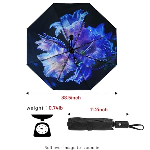 SY COMPACT Travel Umbrella - Windproof Automatic Compact Umbrellas for Rain - color: UPF-Bellflower