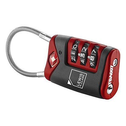 Lewis N. Clark TSA-Approved Combination Luggage Lock with Steel Cable (2-Pack), Red, One Size - color: Red, size: 2 Pack