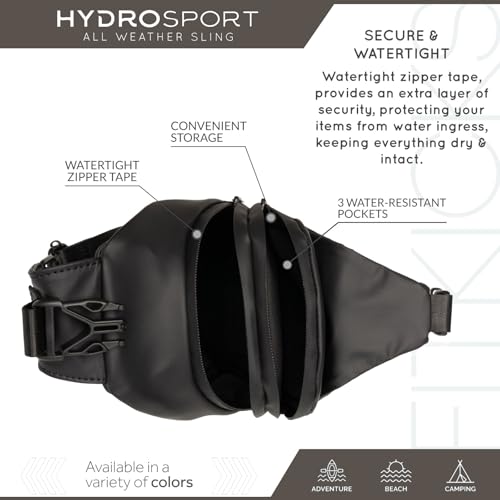 FITKICKS Hydrosport Sling Unisex Crossbody Travel Bag - color: Midnight Black