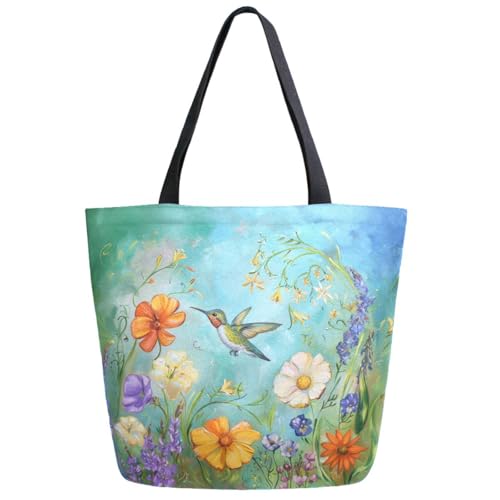 Chic Funny Cute Pattern Big Handle Extra Large Shoulder Tote Bag for Beach Travel Weekender Gym Grocery Shopping - style: Hummingbird