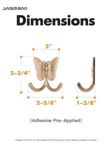 2 Pack Champagne Bronze Butterfly Adhesive Coat Hooks - color: Champagne Bronze
