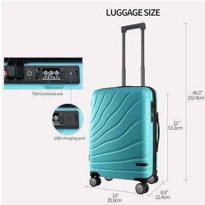 VANKEAN 20" Expandable Hardshell Spinner Carry-On with TSA Lock Approved - color: Lake Blue