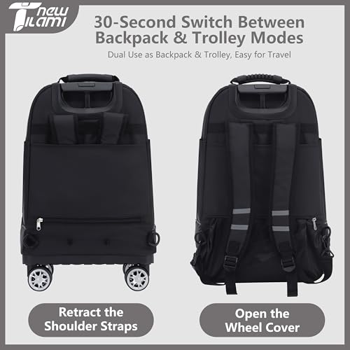 NEW TILAMI 19 Inch Rolling Backpack 4 Spinner Wheels for School White - color: White