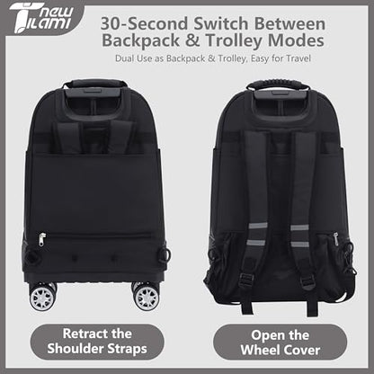 NEW TILAMI 19 Inch Rolling Backpack 4 Spinner Wheels for School White - color: White