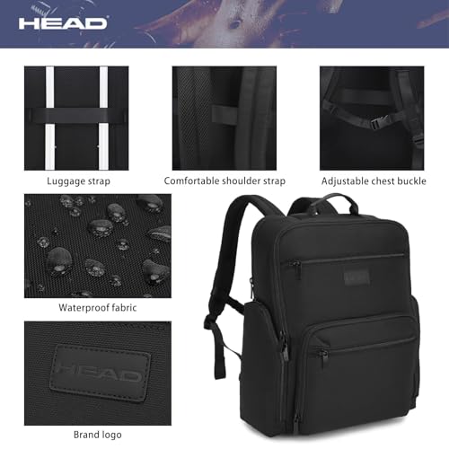HEAD Large Business Backpack for Men,Travel Backpacks Fits 17.3 inch Laptop