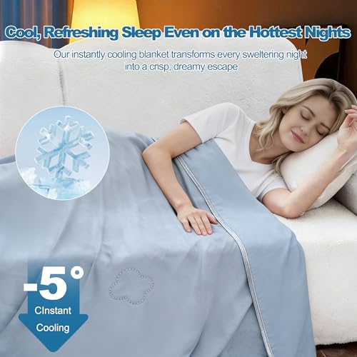 Cooling Throw Blanket for Hot Sleepers,Lightweight Summer Blanket(50"x70") - color: Light Blue, size: Throw(50" x 70")