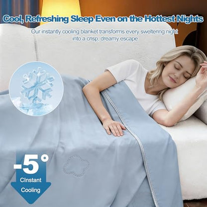 Cooling Throw Blanket for Hot Sleepers,Lightweight Summer Blanket(50"x70") - color: Light Blue, size: Throw(50" x 70")